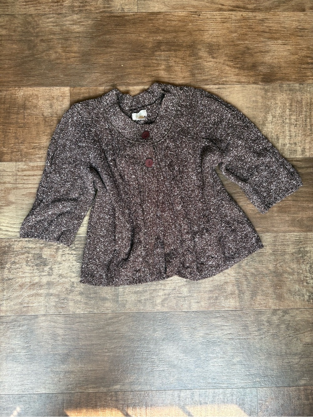 Maurices Marled Brown Textured Knit Cardigan